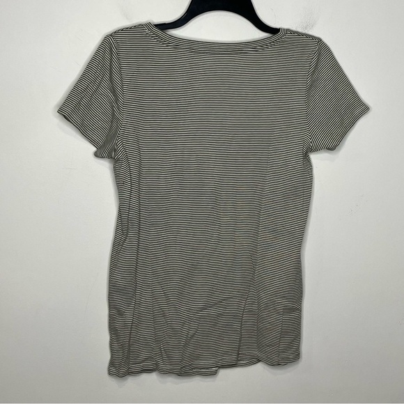 J. Jill striped scoop neck Pima tee 100% Pima cotton gray white womens small - Picture 2 of 4